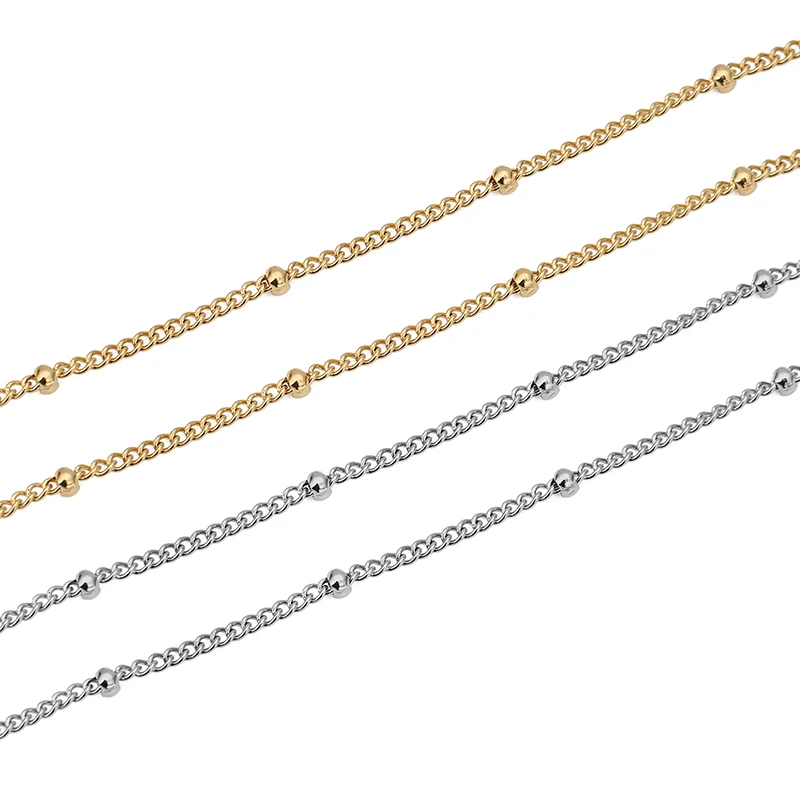 2 Meters 1mm 1.5mm 2mm Stainless Steel Clip Beads Chain Ball Beaded Chain for DIY Bracelet Necklac Jewelry Making Supplies Bulk image 4