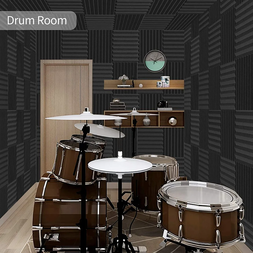 

Dropship-Acoustic Foam Panels Wedges 48 Pack Acoustic Panels 1 X 12 X 12Inch Studio Sound Absorbing Tiles Recording Ceiling