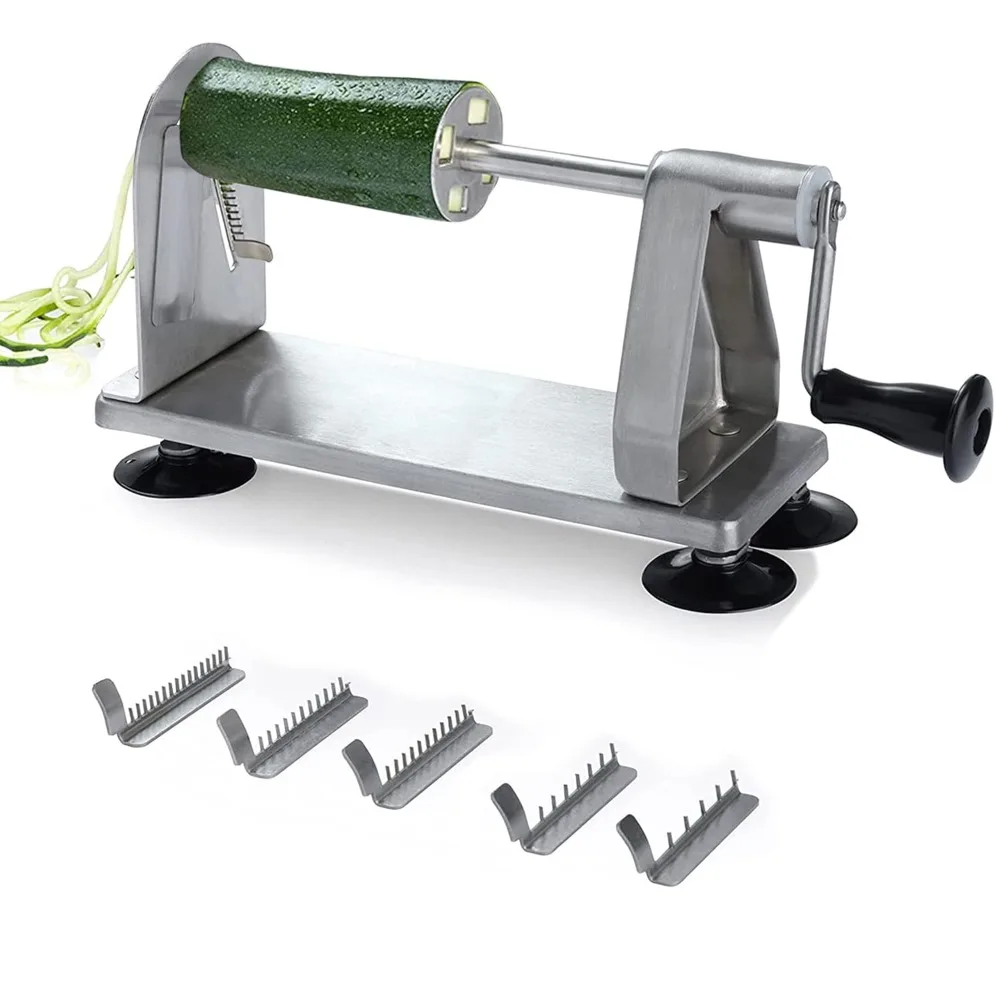

Stainless Steel Vegetable Spiralizer with 5 Blades - Zucchini Noodle Maker, Salad Chopper, Potato Cutter for Healthy Meals