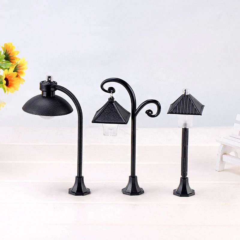 1/12 Dollhouse Park Street Lamp Bench Model Dollhouse Mini Street Light Ornaments Dolls House Christmas Decor Accessories