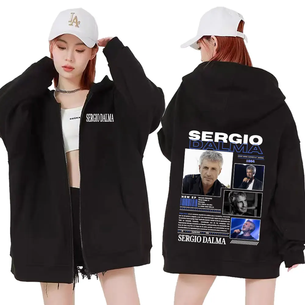 Singer Sergio Dalma Tour Concierto Impresión Zip Up Sudaderas con capucha Hombres Mujeres Sudadera con capucha de manga larga Moda Vintage 90s Casual Sudaderas con cremallera