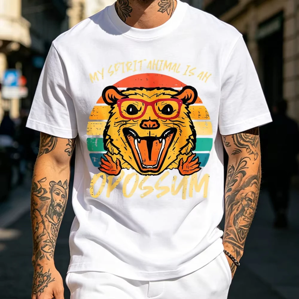 My Spirit Animal Is An Opossum Retro Possum Women Men T-Shirt Funny Outdoors High Quality Cotton Short-sleev Graphic T Shirts