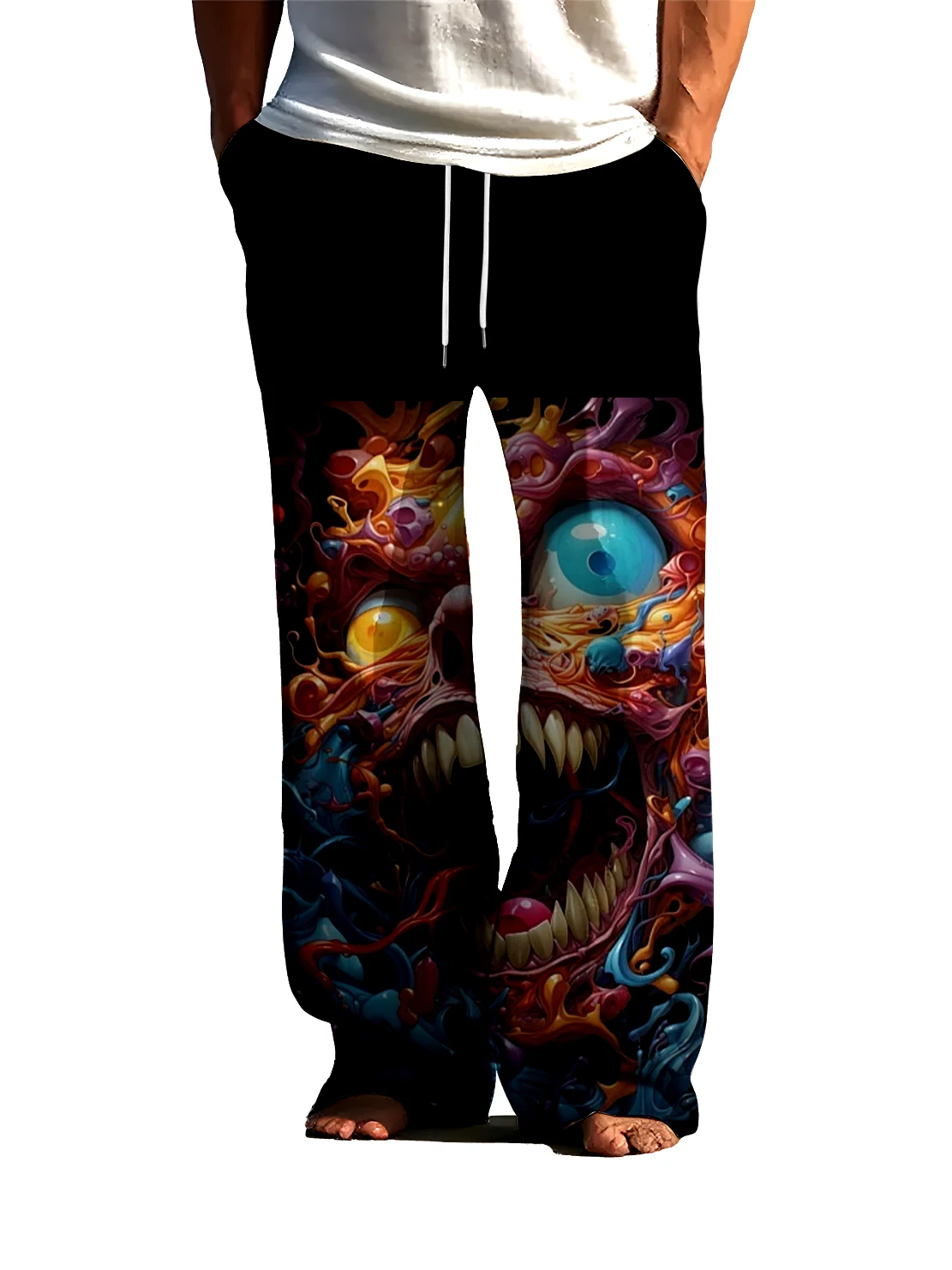 

Мужские повседневные брюки с 3D цифровым рисунком монстра, быстросохнущие и не выцветающие, свободные повседневные мужские брюки на весну и осень.