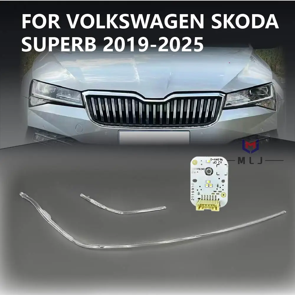 For VOLKSWAGEN VW SKODA Superb 2019-2025 Daytime Running Light Tube DRL Strip Light Guide Plate Angel Eye Strip Car Accessories