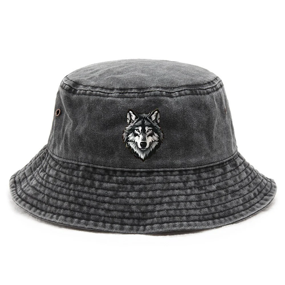 A Single Pack Unisex Wolf Head Fisherman'S Hat - Cartoon Wolf Face Design, Foldable Outdoor Hat Suitable for Sports, Beach, Fest