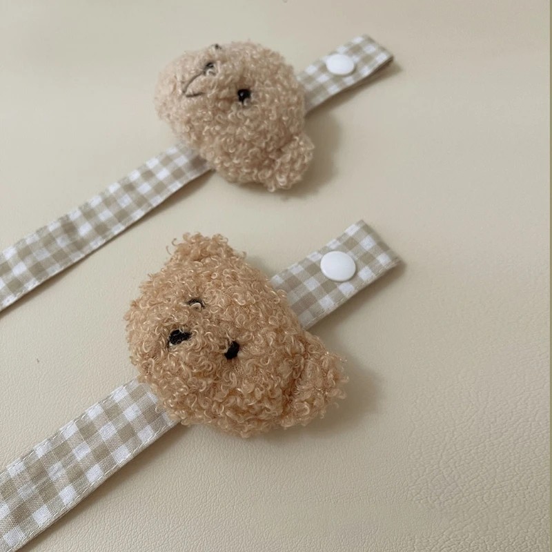 Cute Bear Plaid Cotton Pacifier Chain Clip Baby Nursing Teether Soother Holder Clip DIY Dummy Nipple Holder Leash Strap Shower