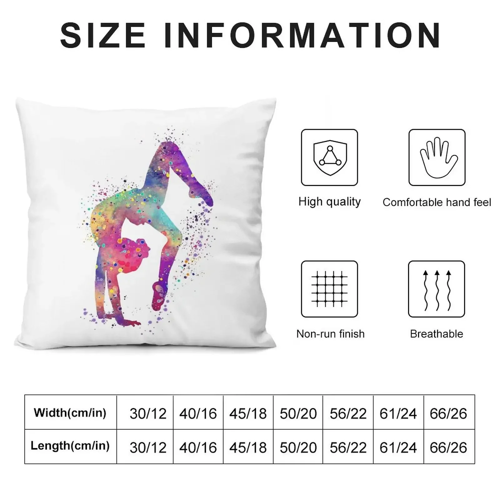 Gymnastics Girl Tumbling Colorful Watercolor Art Gift Throw Pillow anime girl sleeping pillows Rectangular Cushion Cover pillow