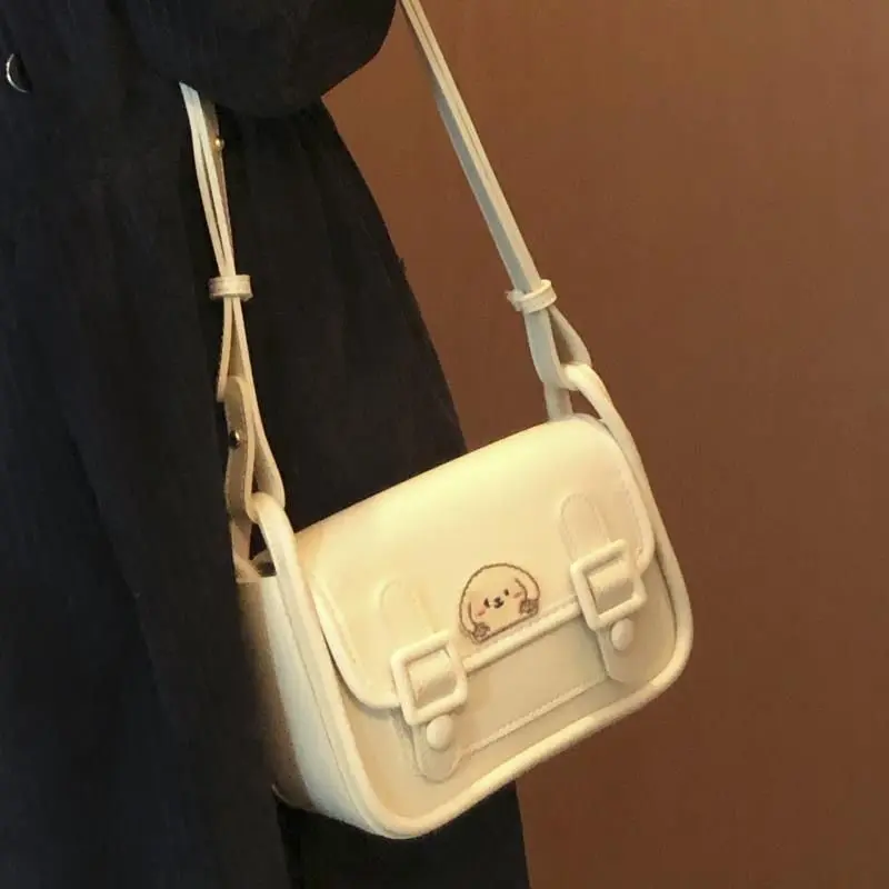 JIAERDI Preppy Style White Square Bag Women Harajuku Heart Leather Messenger Bag Purse Female Vintage Casual Crossbody Bags Y2k