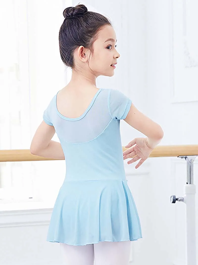 

Children Ballet Dance Training Clothing Short Sleeve Mesh Backless Kids Girls Professional Gymnastics Leotard Ballerina Costume