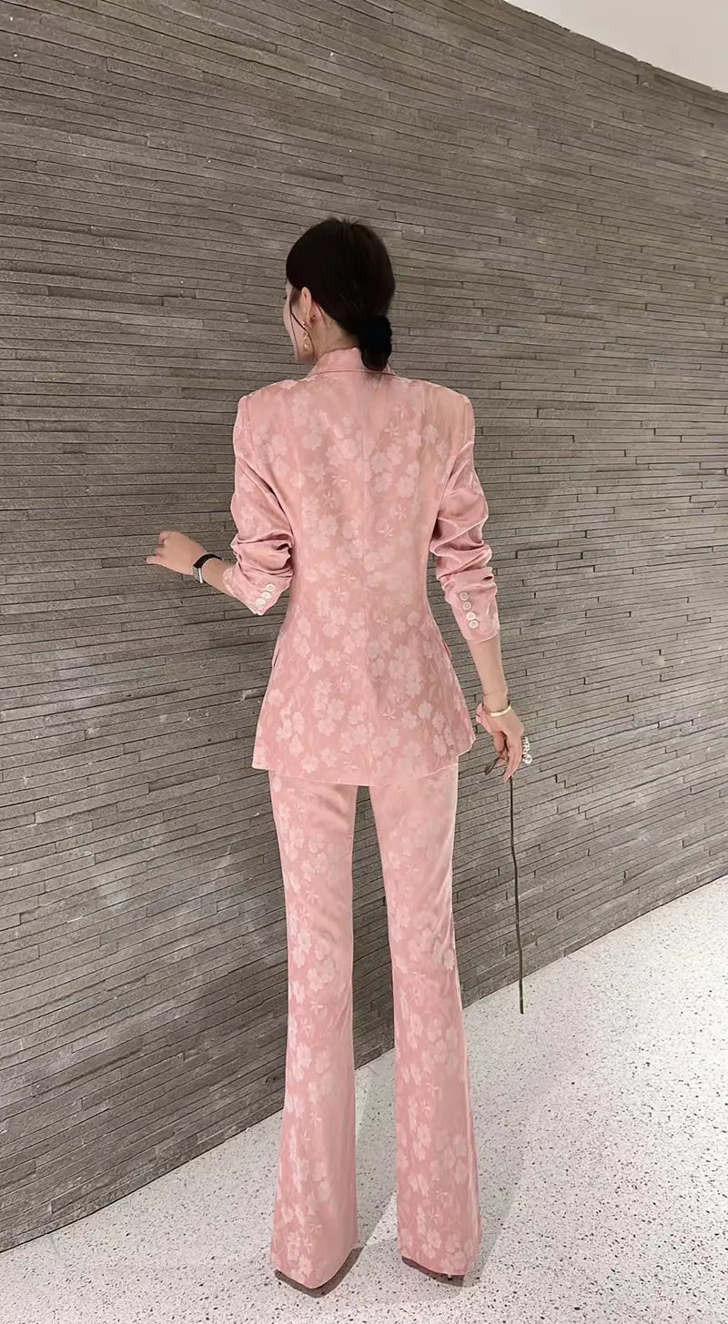 Senior Office Suit Suit 2022 New Spring Fashion Body Jacquard Fashion Jacket + Trousers Two-piece Set for  Suit Blazer Women2022