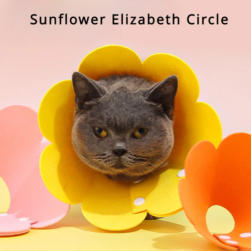 

Cat Elizabeth Ring Felt Sunflower Collar Pet Medical Postoperative Anti licking Head Cover sterilization Pet Supplies