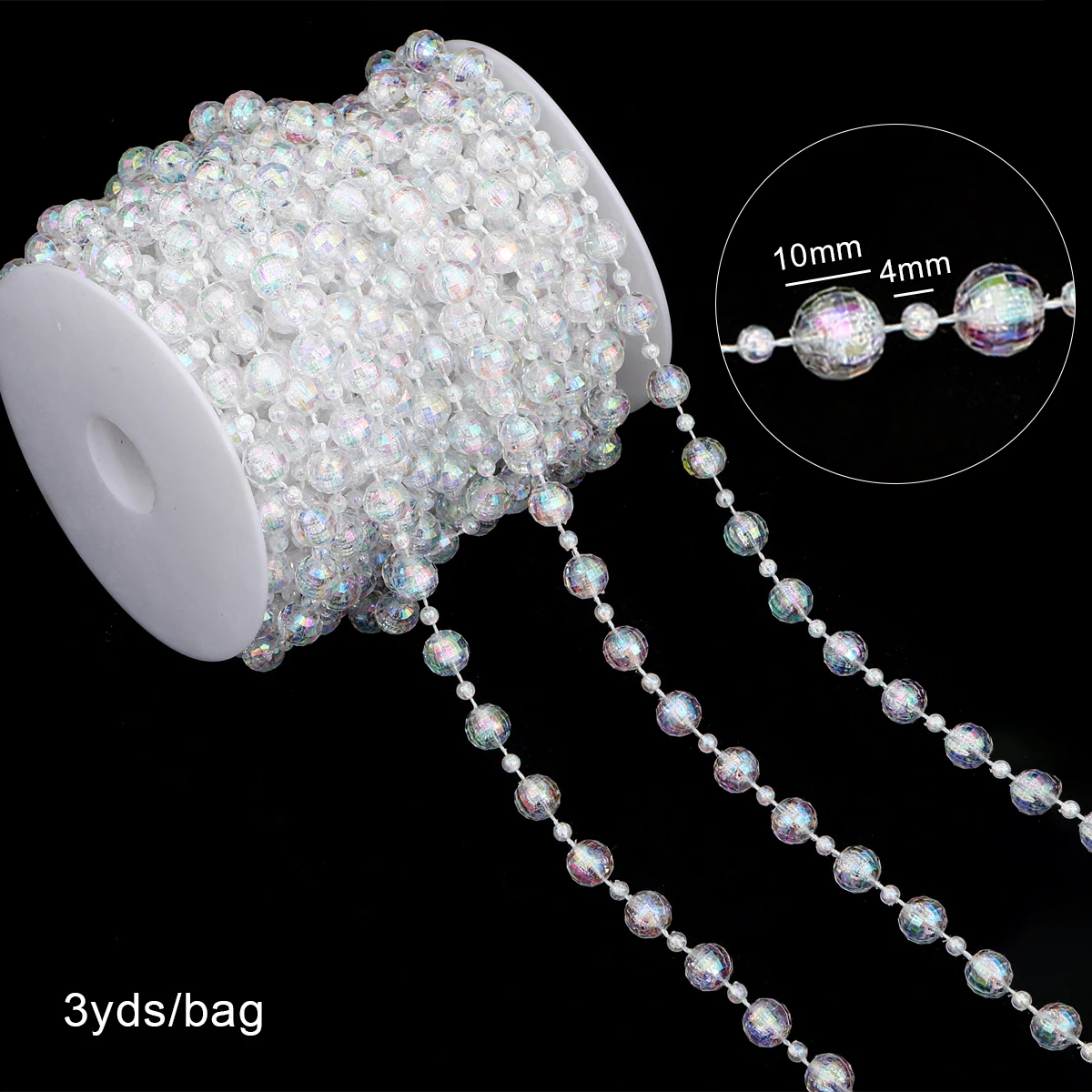 3-5 Yds/Bag Acrylic Fish Thread Curtain Beads Wedding Plastic Beads Chain Ball Beads Handmade DIY Decoration Wedding Festival Je