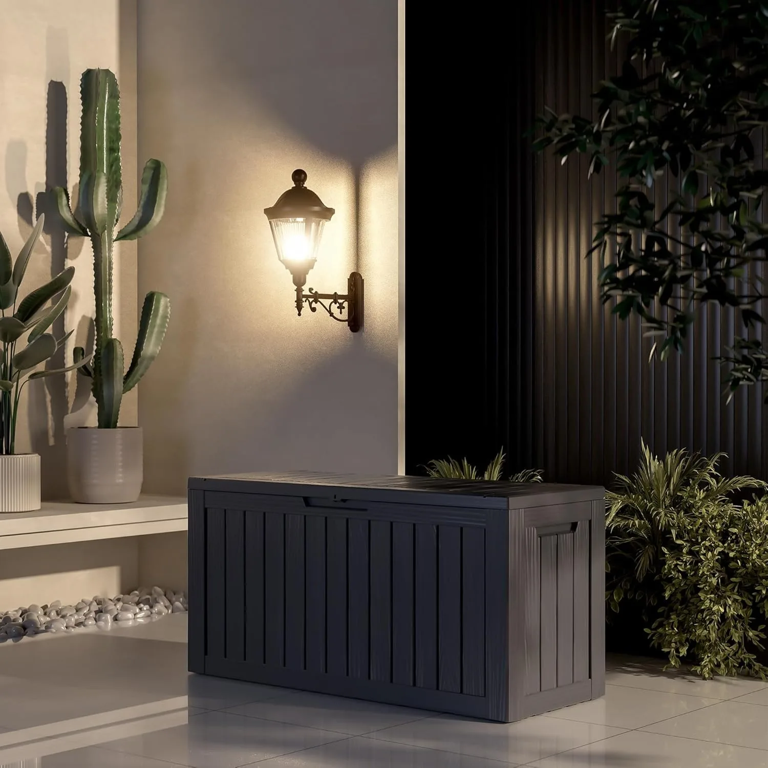 صندوق سطح مقاوم للماء بسعة 80 جالون - تخزين خارجي قابل للقفل لأثاث الفناء وأدوات الحدائق وإكسسوارات حمام السباحة مع مقابض جانبية #5