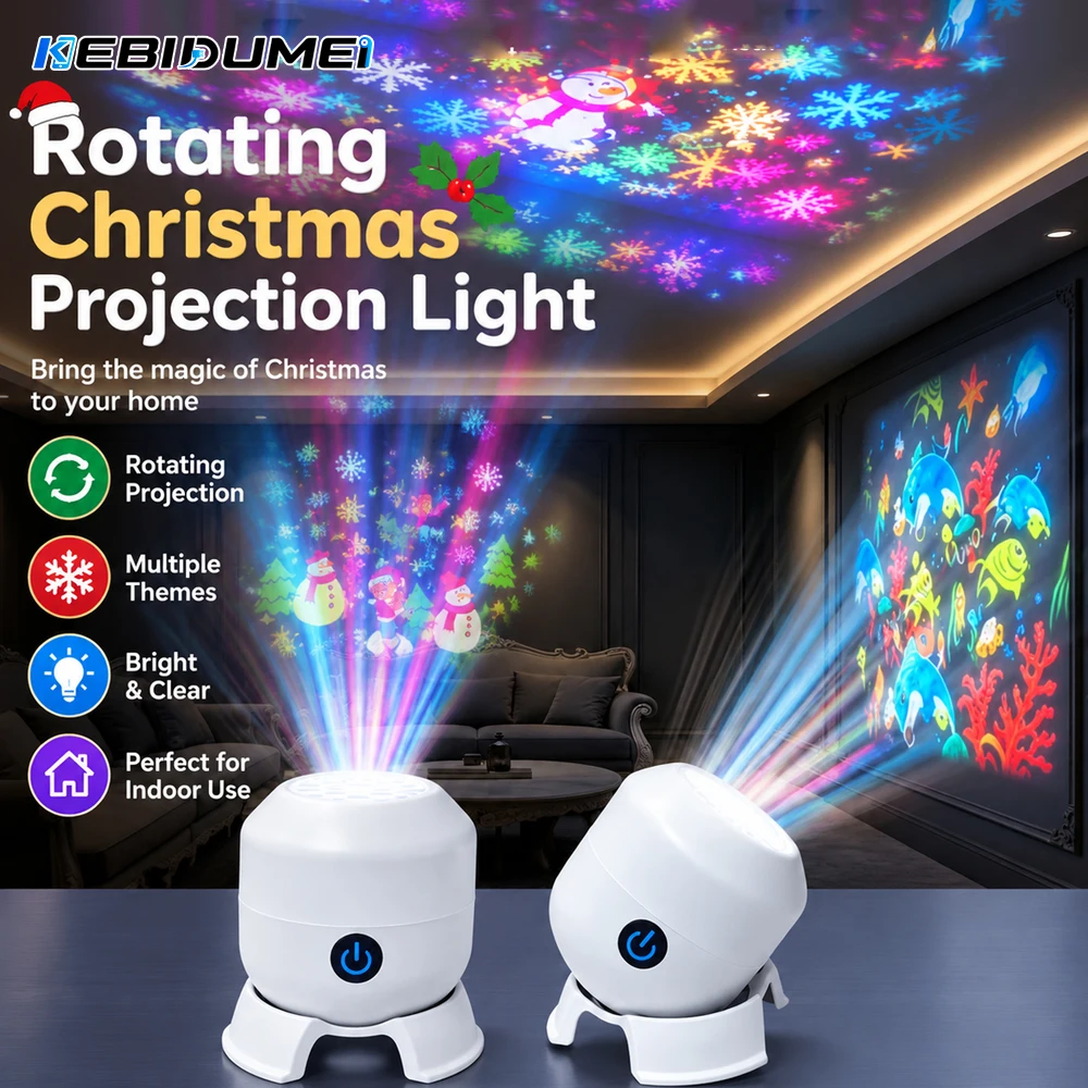 KEBIDUMEI 360 Rotating Starry Ocean Projection Night Light Dynamic Decorative Lamp Ocean Projection Light Christmas Gift