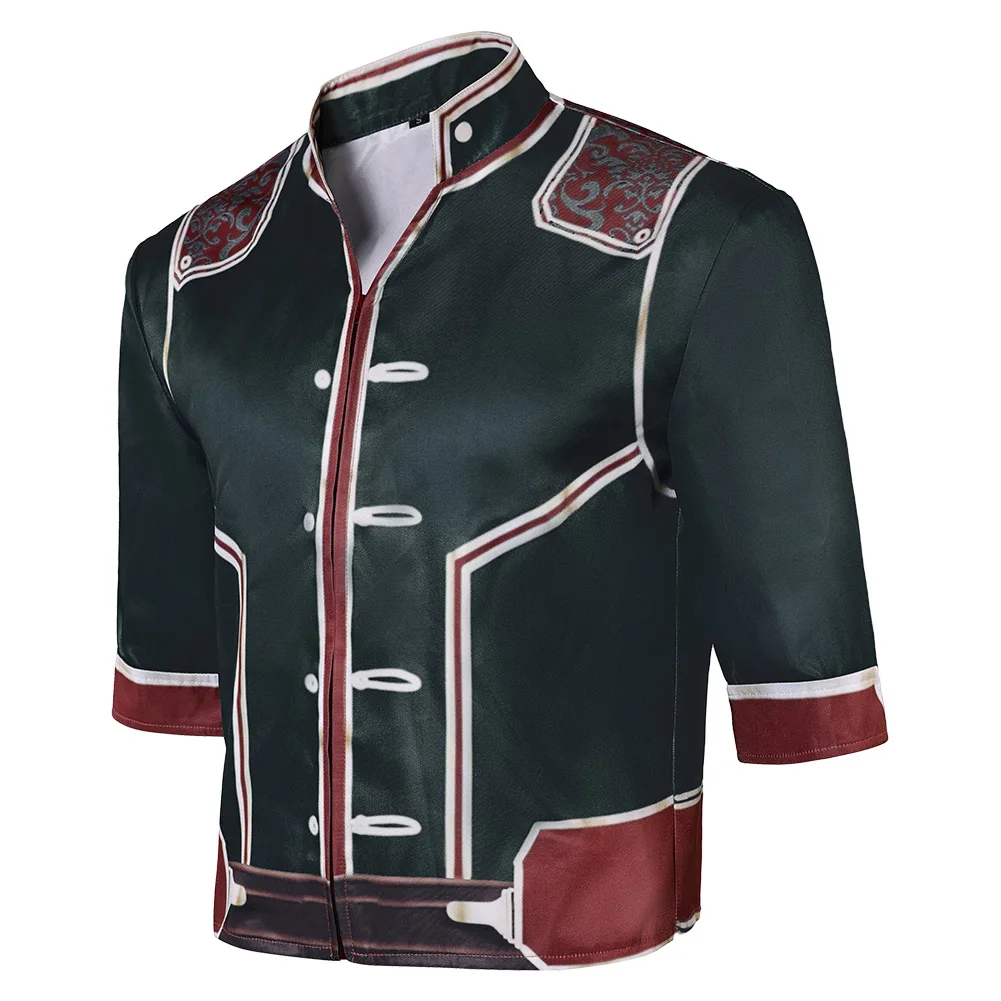 Arcane Jayce Cosplay Fantasia Groene Jacquard Shirt Kostuum Vermomming Voor Jongens Mannen Volwassen Halloween Carnaval Party Pak