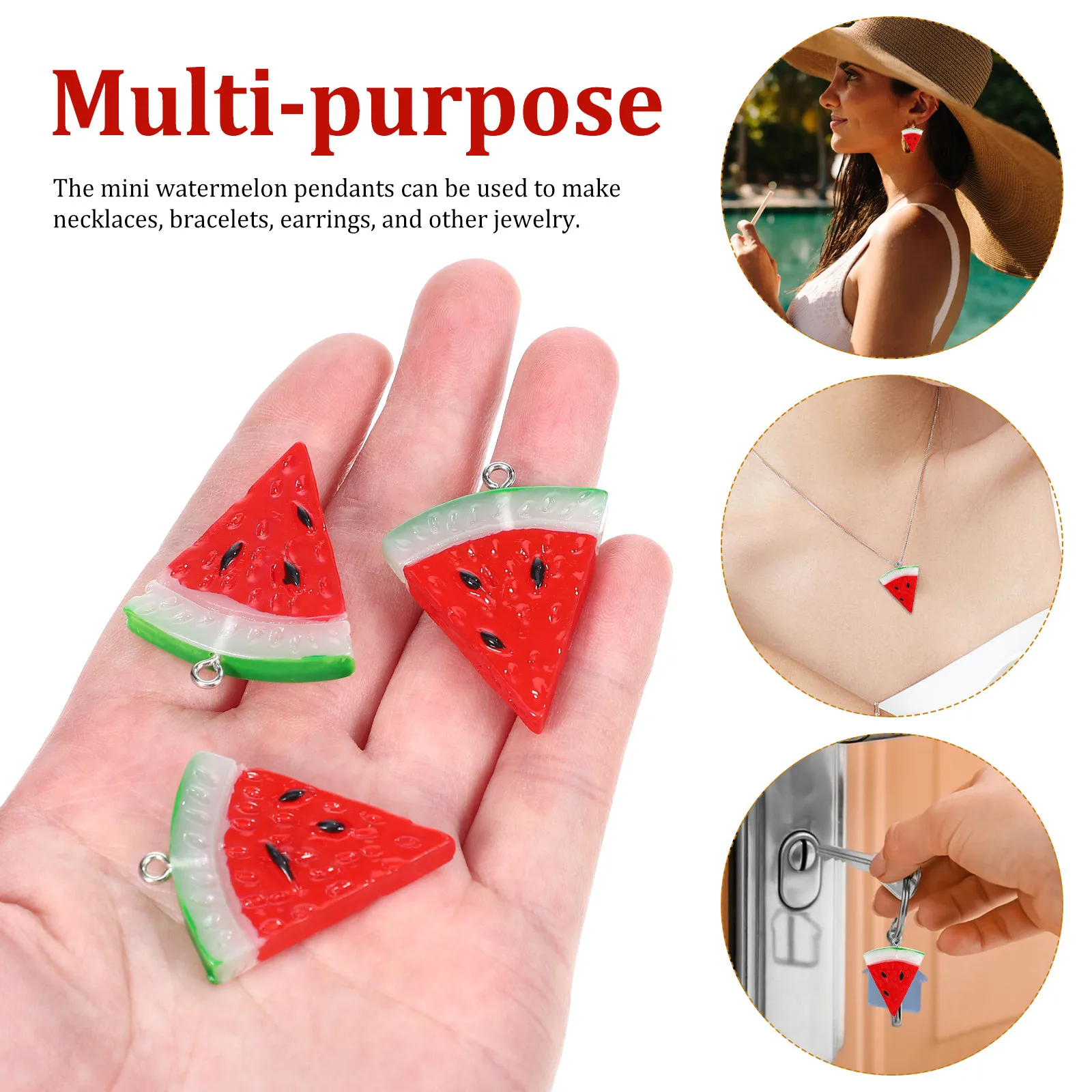 20Pcs Simulation Watermelon Slices Resin Fruit Charms Cute Watermelon Pendant for Jewelry Making DIY Crafts Necklace Bracelet