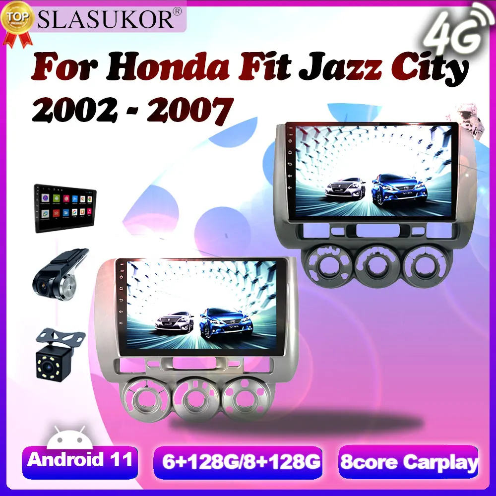 

9 Inch Android 11 Car Radio For Honda Fit Jazz City 2002 - 2007 Stereo Carplay Multimedia Video Player GPS Navigation 2Din DVD