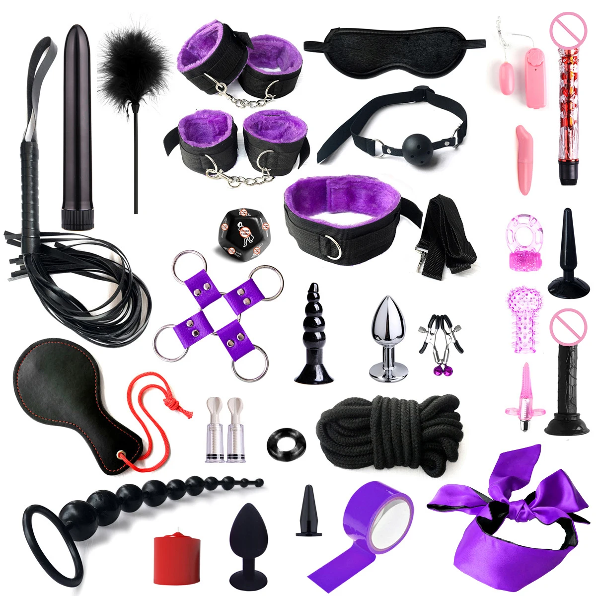 Bdsm Set Kit Speelgoed Seks Handboeien Voor Paar Volwassenen Anale Plug Vibrator Zweep Cock Ring Gag Seksuele Sexy Games Producten Bondage Erotische