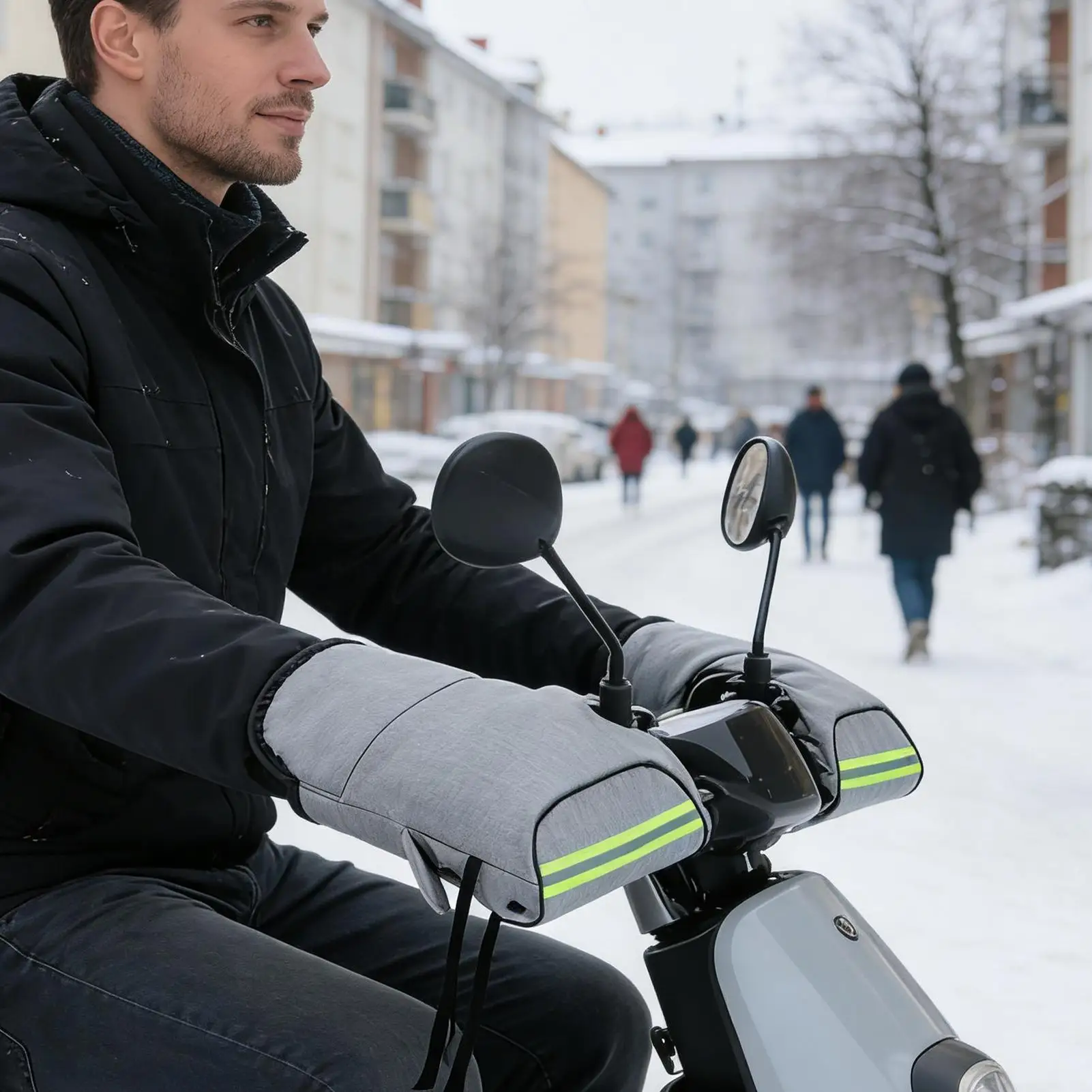 Essential Commuter Bike Hand Covers Easy-On Muffs for Scooter & Motorcycle, Lets You Ride in Comfort Without Bulky Gloves