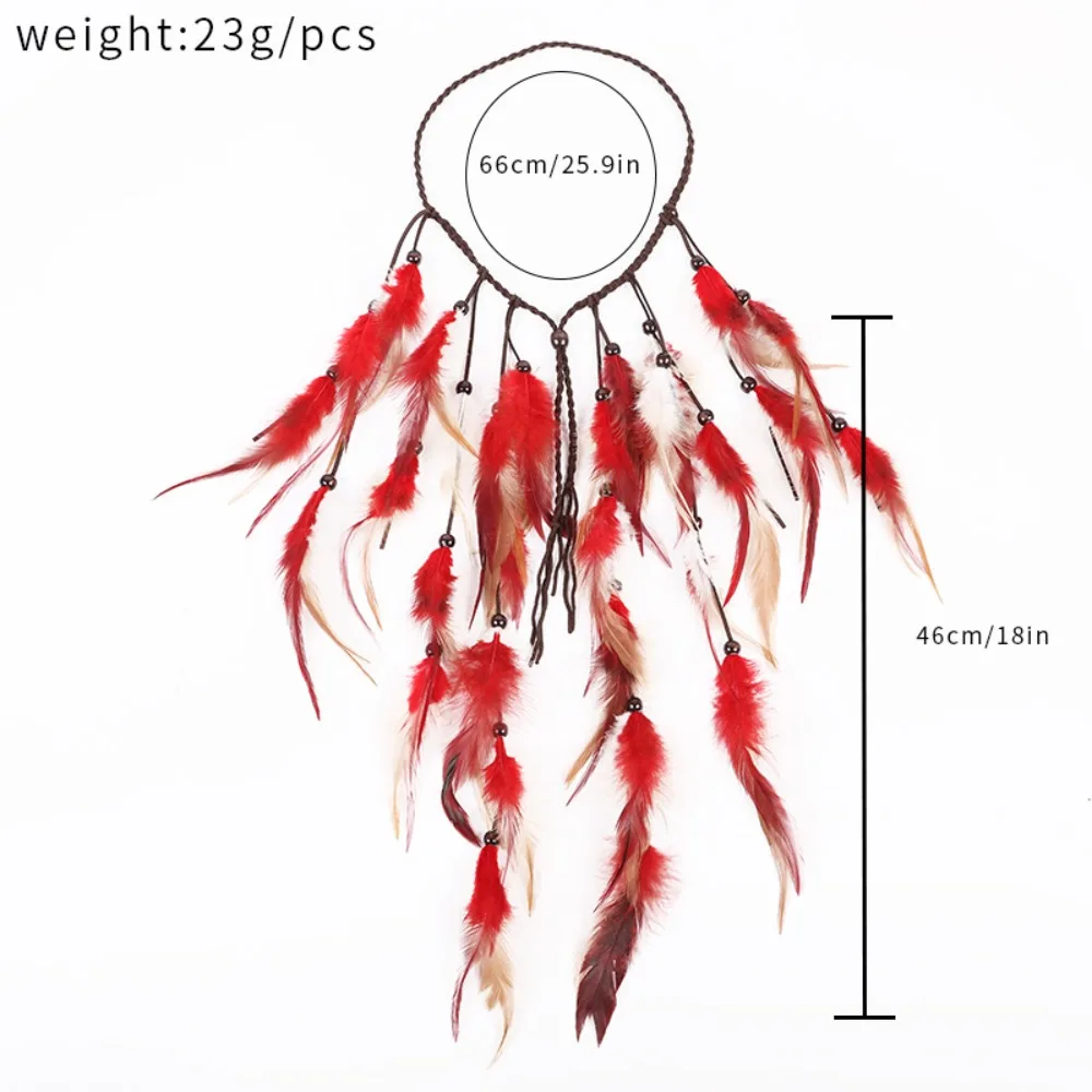 Fashion Tassel Feather Headband Adjustable Beaded Boho Style Headdress Costume Bohemian Rainbow Indian Headband Masquerade