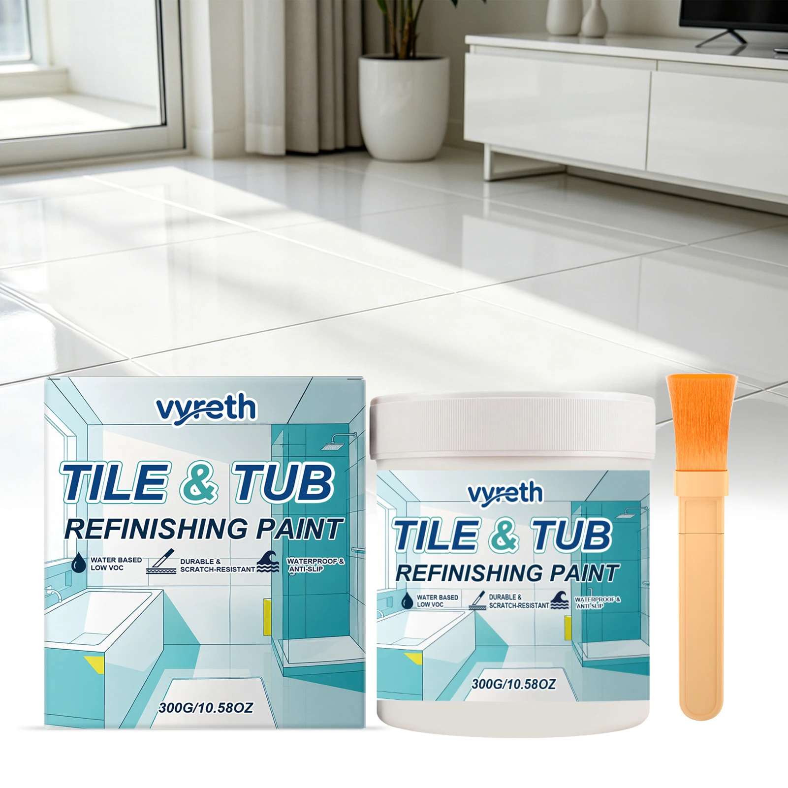 Tile Tub Refinishing Paint Fix Cracked Tile Easy Tile Renovation White Bathtubs Paint DIY Tile Painting Kit For Bathroom Kitchen