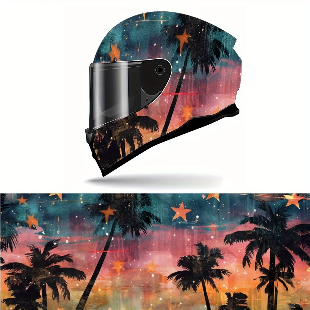 

Sunset Starry Sky Stars Palm Full Face Vinyl Motorcycle Helmet Decorative Sticker Waterproof Self-adhesive Gift for Motorcycle E