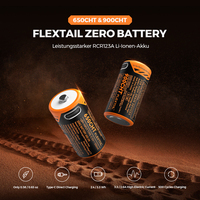 FLEXTAIL ZERO BATTERY - High Performance Rechargeable RCR123A Li-ion Battery Compatible
