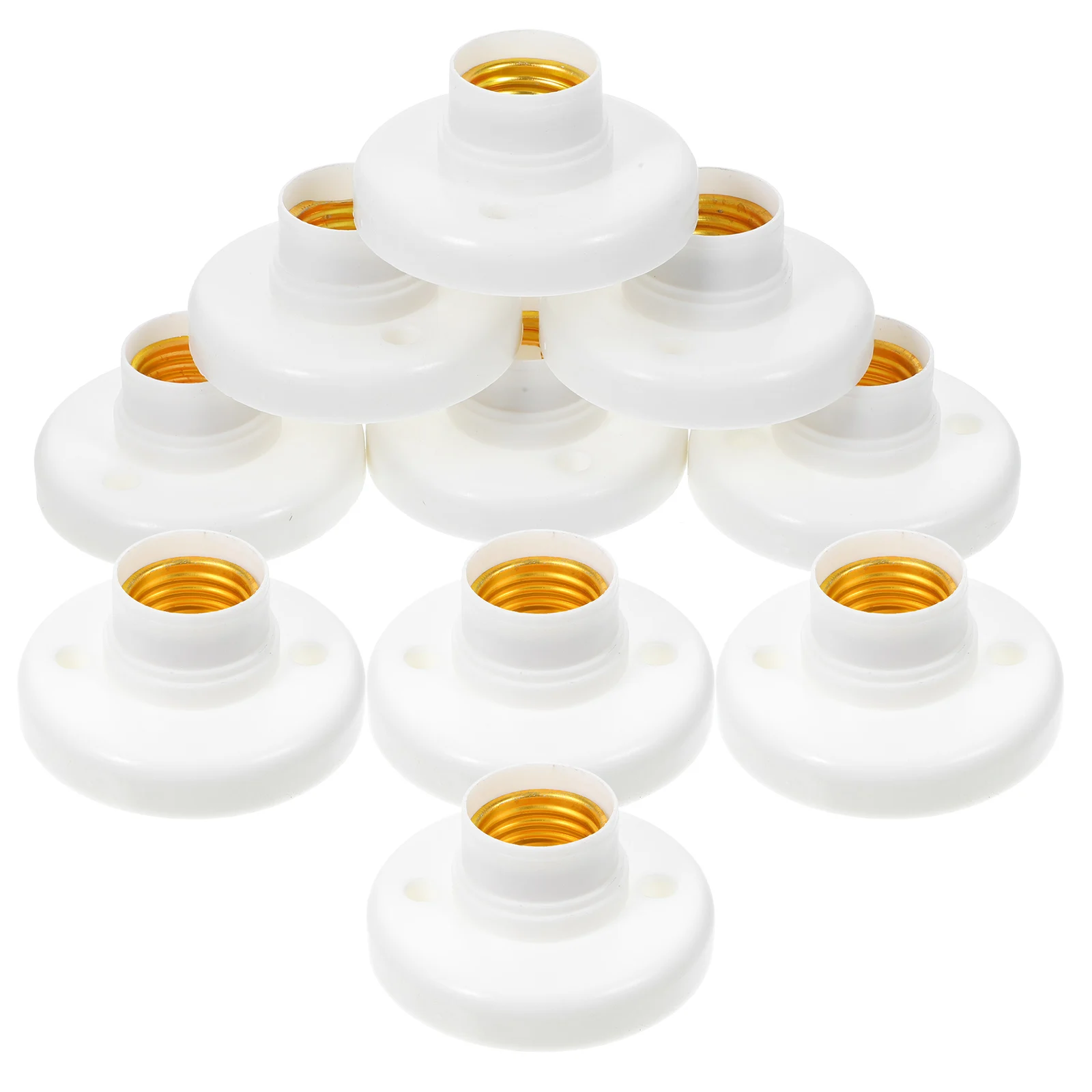 

10pcs E27 Screw Lamp Holder Copper Terminal Flat Mounted Light Sockets White Bulb Base Only Socket Adapter Replacement