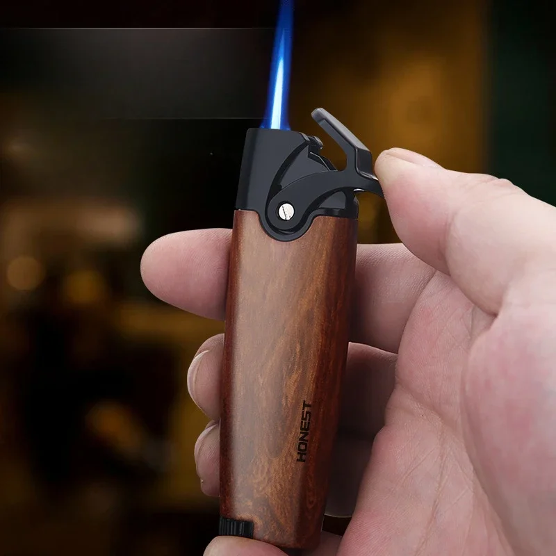 

Butane gas windproof direct charging lighter, blue flame all metal arc ultra-thin mini portable high-end lighter