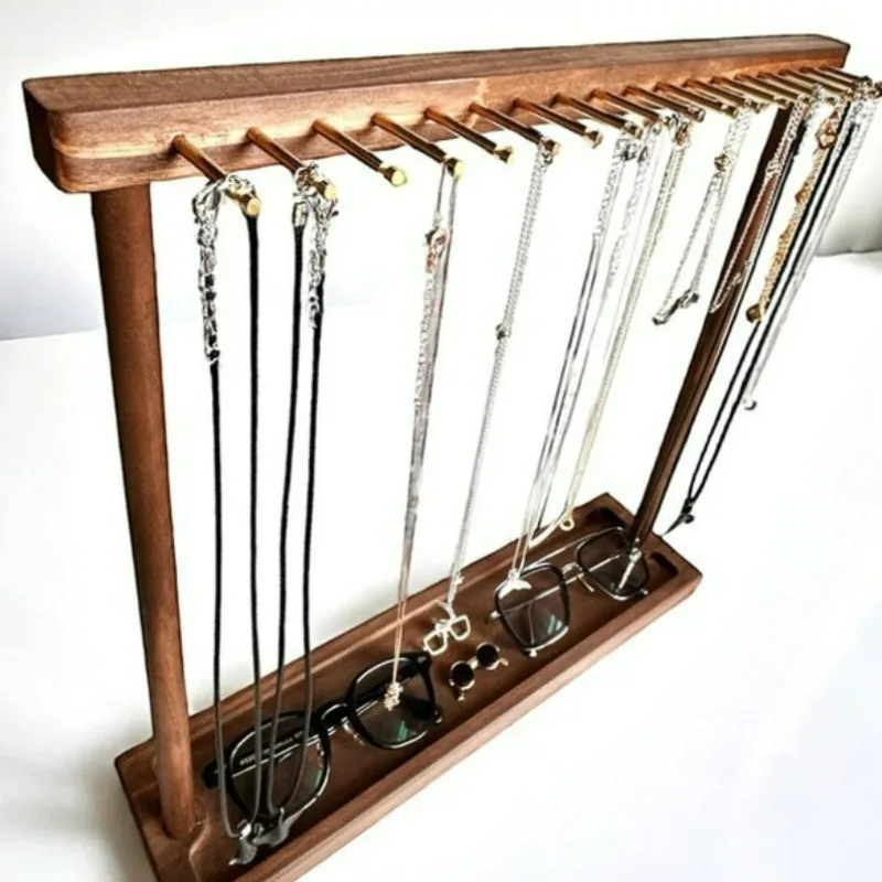 Jewelry Organizer Display Stand Wood Necklace Hanging Countertop Rack for Chains Earrings Bracelets Showcase Storage Rack