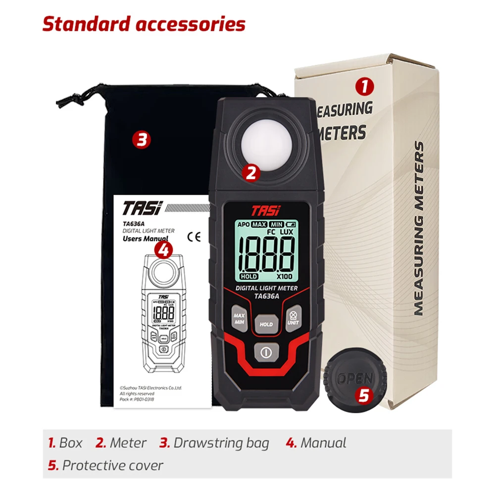 Light Meter Illuminance Lux Meter Multi Functional And High-Precision Integrated Meter Illuminance Tester  Flexible Sensor Light