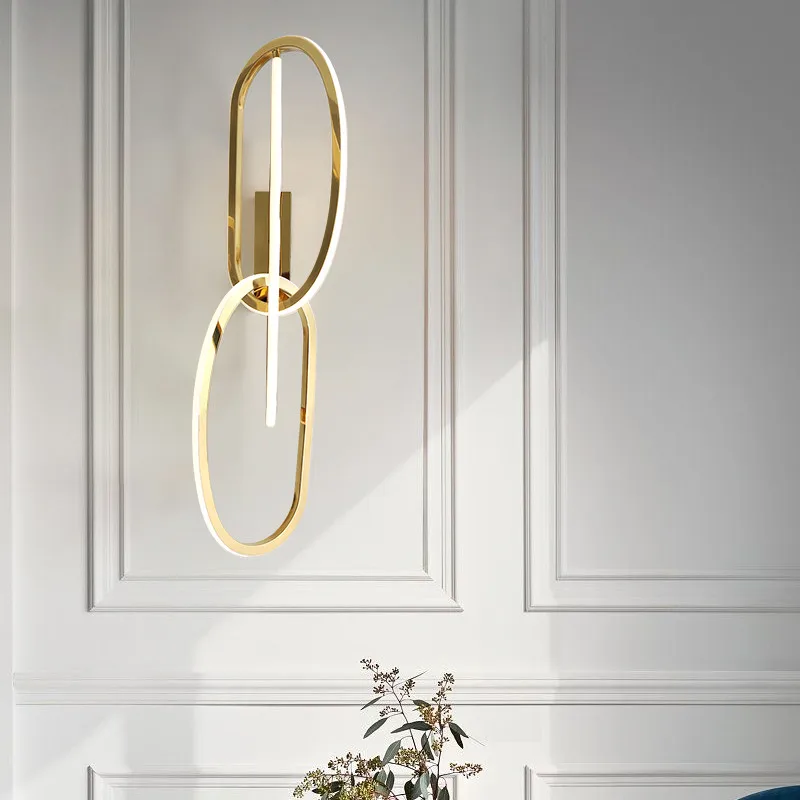 Modern Lustre Gold Led Wall Lamp Polished Steel Dimmable  Scones  Luminarias  Mounted  Home Decor Indoor Lighting