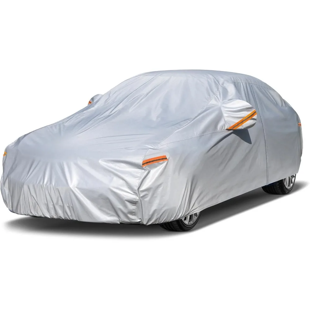 

6-Layer Waterproof All-Weather Car Cover with UV Protection, Universal Fit for Sedans (186-193 inch)