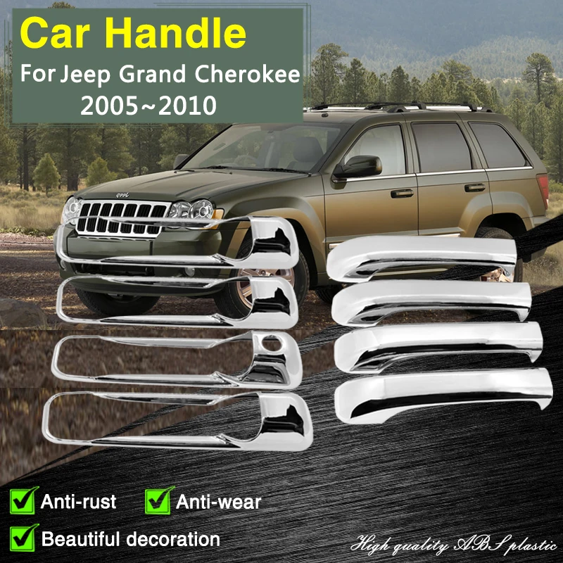 

Хромированная смарт-крышка дверной ручки для Jeep Grand Cherokee 3 III WK 2005 2006 2007 2008 2009 2010, стильные аксессуары, наклейки, отделка