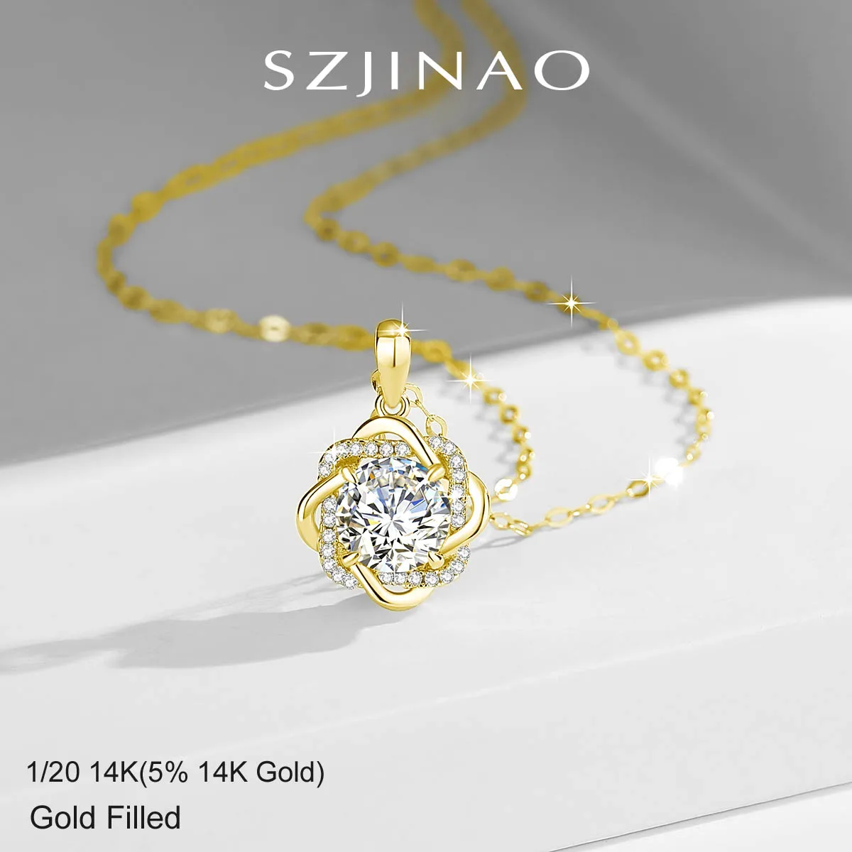 

14K Gold Filled Moissanite Flower Necklace for Women Wedding Engagement Anniversary Birthday Gift Trendy Jewelry