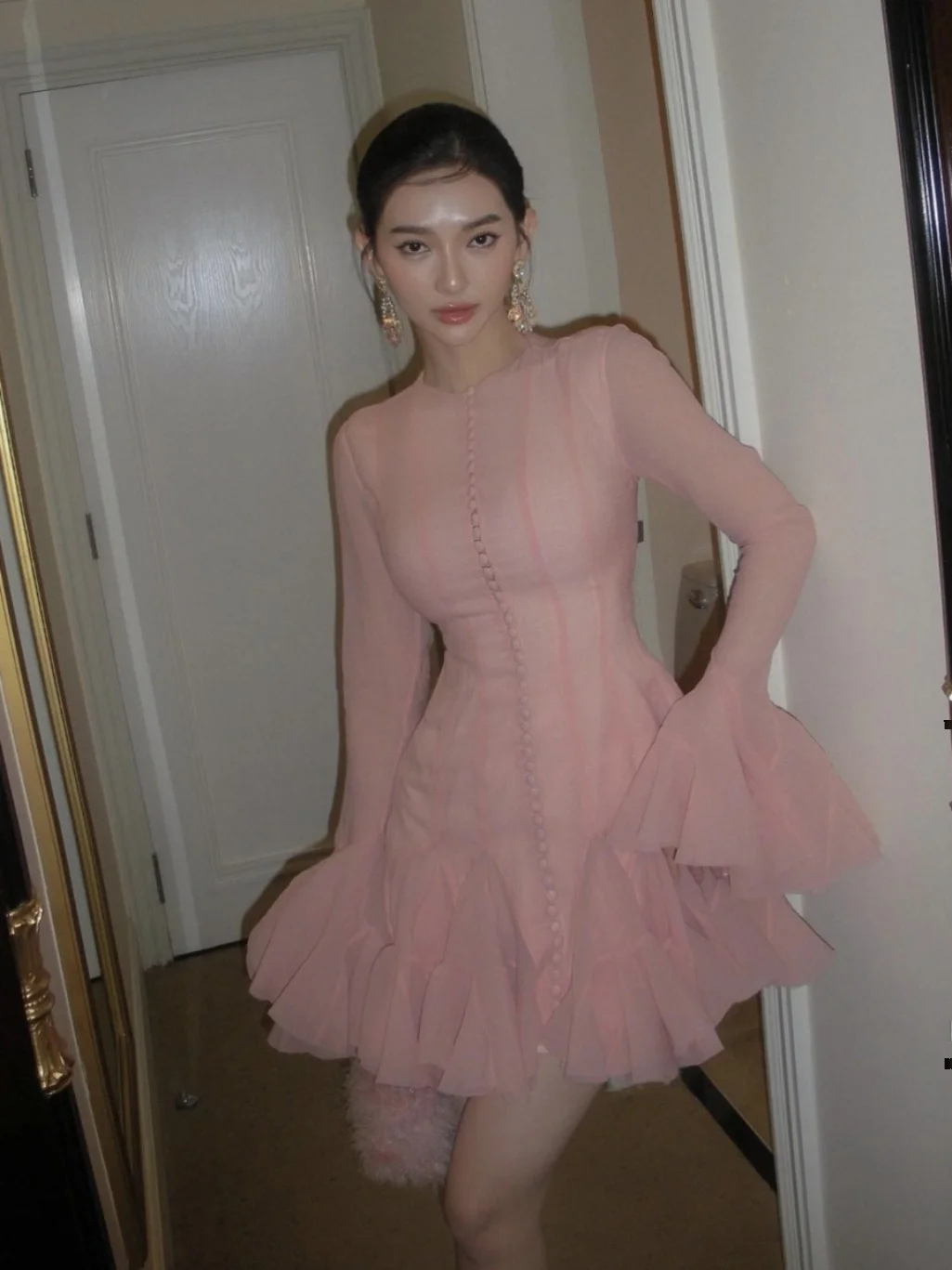 

Ele Long Sve Sweet Date Dr Waist Cinched A-Line Fairy T Wedding Dr for Adult Ceremony And Par