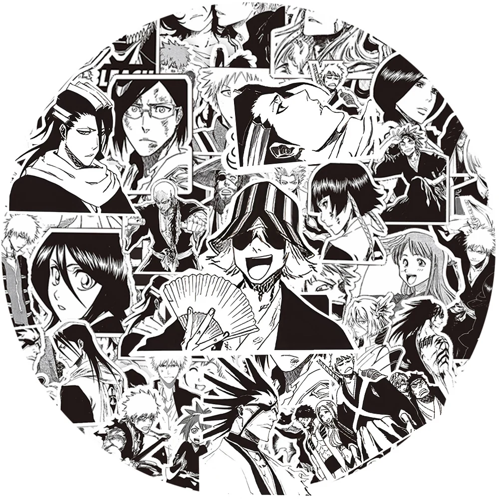 10/30/75pcs Black White Anime Bleach Stickers Cool Kurosaki Ichigo Manga Decals Toys DIY Skateboard Luggage Phone
