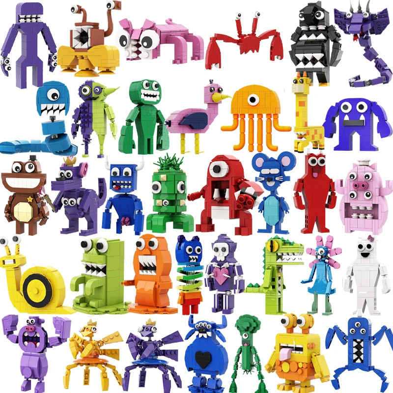 MOC Cartoon Cat Duck Mini Animal Building Blocks Garden Of Banban Monster Anime Figures Doll Game Character Bricks Toys Gifts