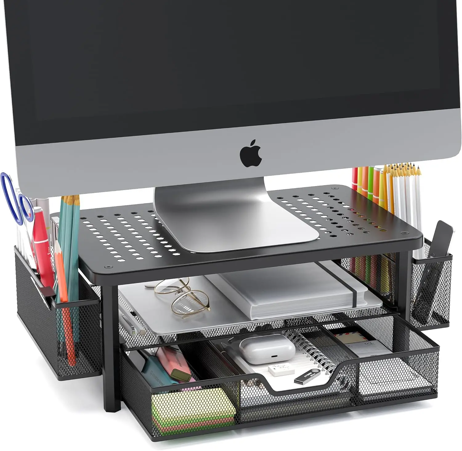 

Эргономичная подставка для монитора с выдвижным ящиком — увеличенное пространство для хранения, противоскользящие ножки для ноутбука или принтера, улучшает осанку и продуктивность