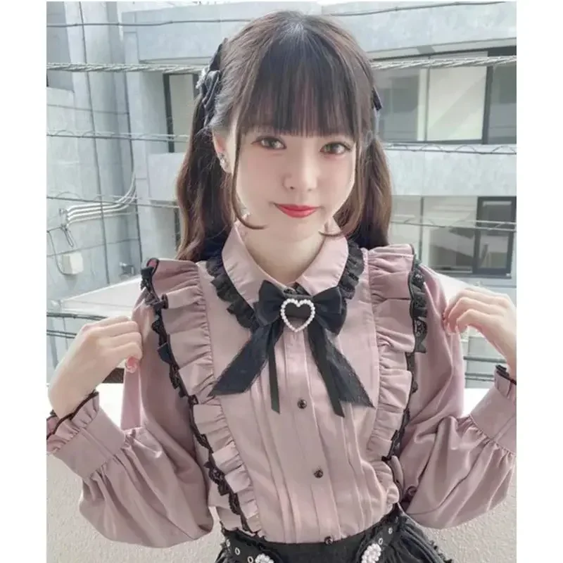 Jirai Kei Clothes Costume Mine Style Cute Girl Ryousangata Japanese Kawaii Black Pink Ruffle Skirt Dress Harajuku Y2k