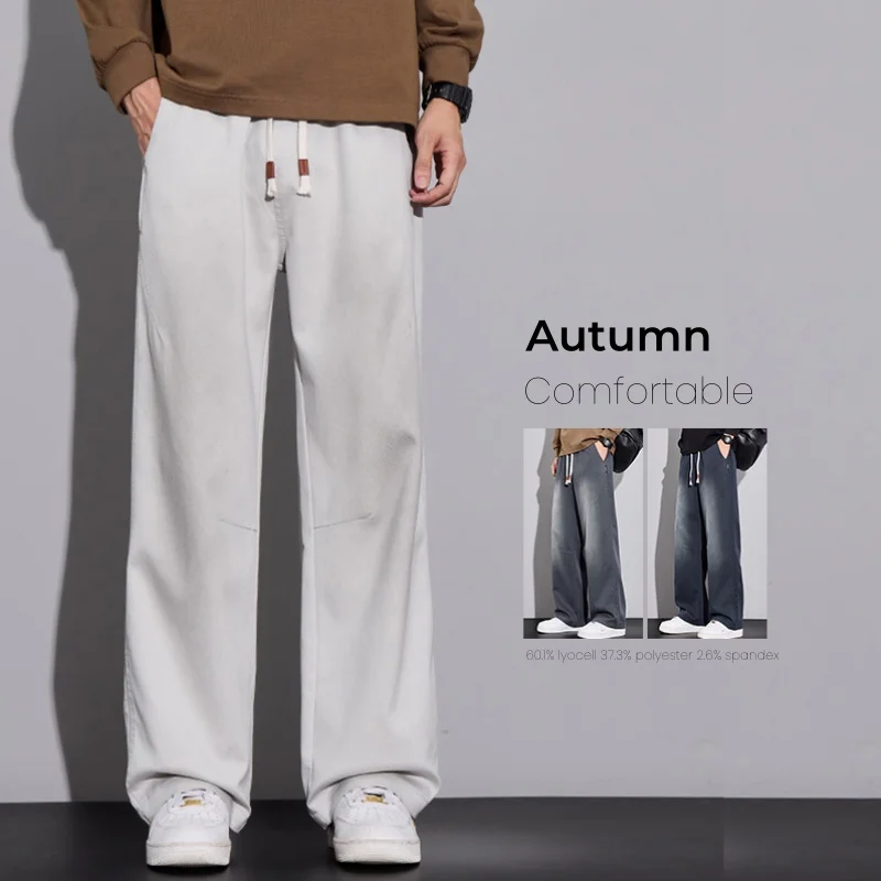 خمر الخريف الرجال سراويل تقليدية موضة واسعة فضفاضة مريحة مستقيم إسقاط مريحة الرباط Sweatpants الذكور السراويل #1