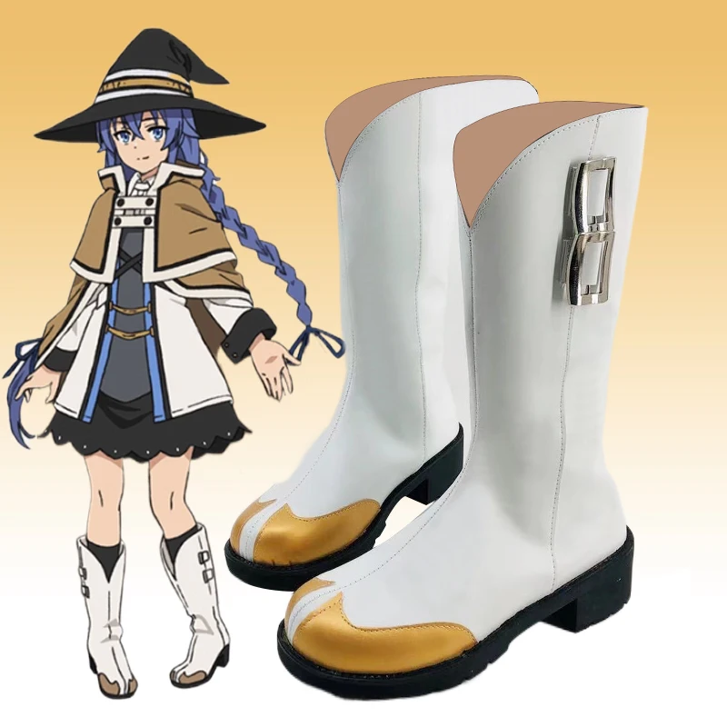 

Roxy Cosplay Shoes Anime Mushoku Tensei Role Play Shoes White Artificial Leather Boots For Women Girls