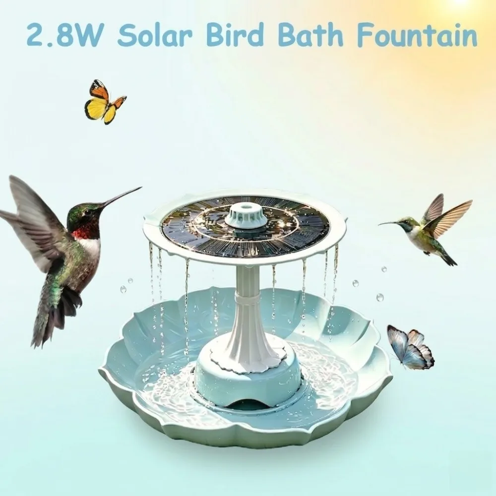 2.8W Solar Fountain Dual-Tier Bird Bath Bird Feeder Fountain Detachable, DIY Water Landscape for Outdoor Garden Pond Bird Bath