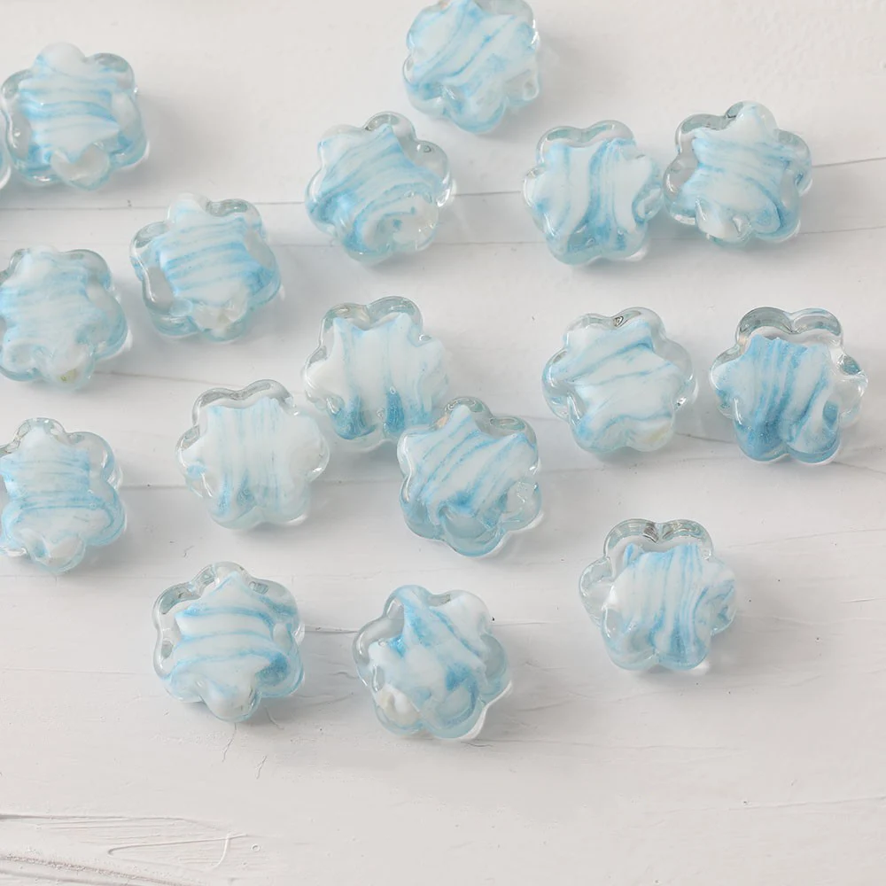 4 Stuks Glazuur Glas Bloemen Diy Rechte Gat Kraal Ketting Armband Diy Maken Benodigdheden Sieraden Materiaal Accessoires