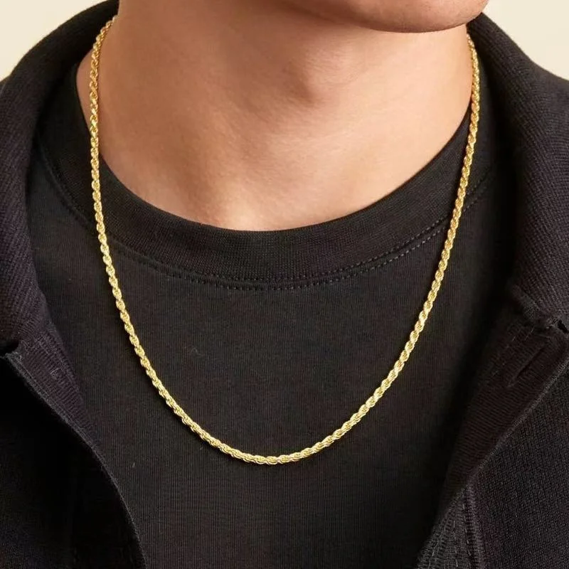 2mm Titanstahl Gedrehte Kettenkette Einfache Herrenkette Hip-Hop Herren Edelstahlschmuck Schlüsselbeinkette Accessoires – Detail 3