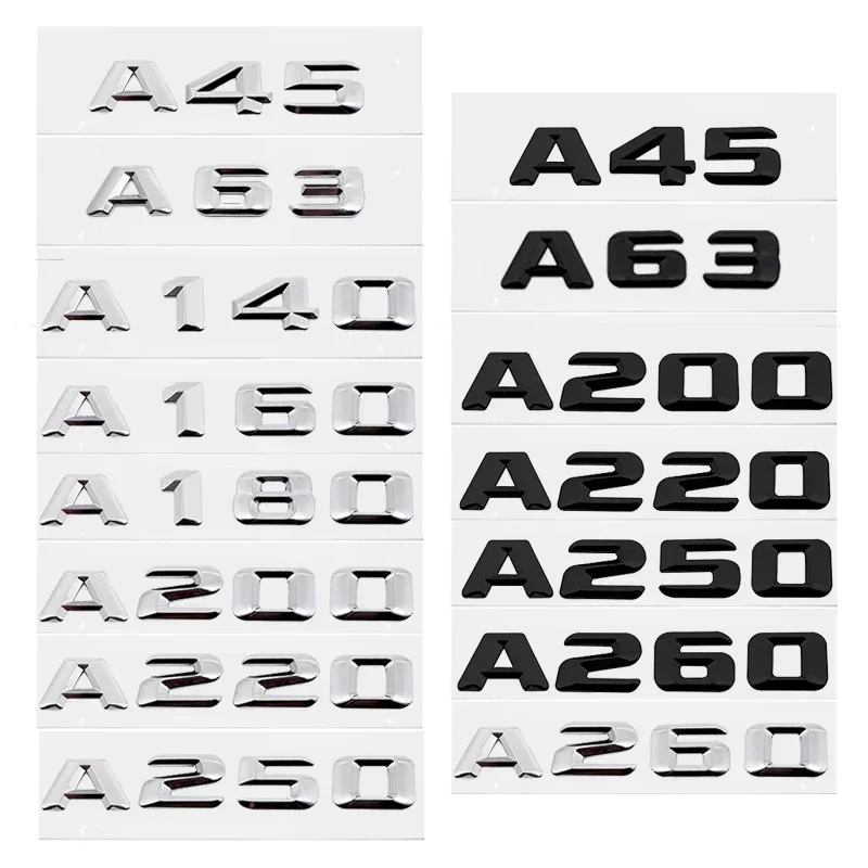 

Car Sticker 3D Letter Emblem Rear Trunk Badge Decal for Mercedes Benz A Class A45 A63 A140 A160 A180 A200 A220 A250 A260
