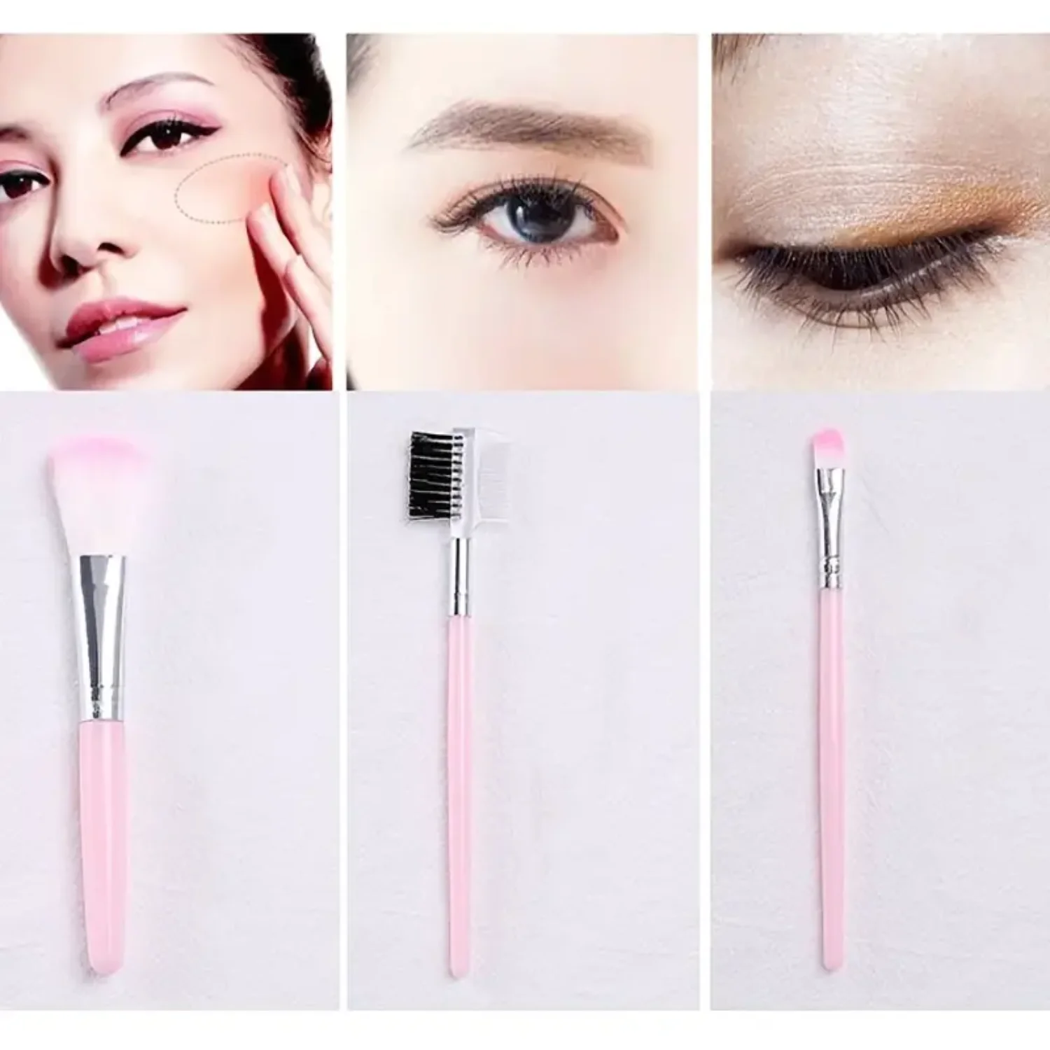 Set di pennelli per trucco da 5 pezzi per donna: viso, ombretto, polvere, fondotinta, strumenti cosmetici per fard, kit di bellezza ideale per donna