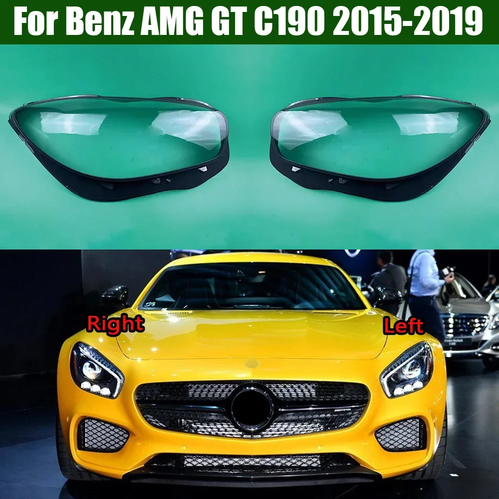 For Mercedes-Benz AMG GT C190 2015-2019 Headlight Cover Shade Headlamp Shell Transparent Lampshade Lens Auto Replacement Parts