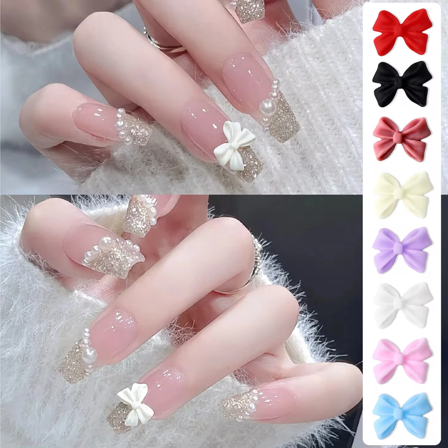 100pcs 무작위 혼합 수지 Bowknot 활 다채로운 3D 네일 아트 장식 아크릴 손톱에 대 한 매력 스 터 드 쥬얼리 DIY 매니큐어 팁