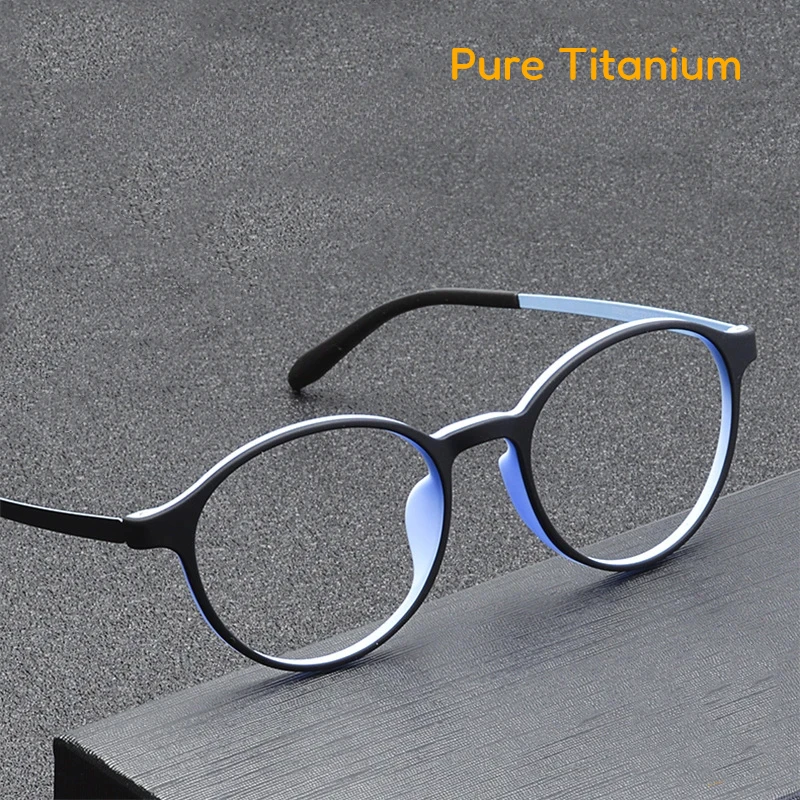 

Fashion Ultralight Titanium Alloy TR90 Myopia Glasses for Men And Women Retro Round Optical Prescription Eyeglasses Frame